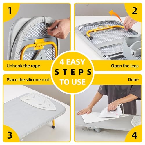 Small Ironing Board with Iron Holder, Mini Table Ironing Board with Non-Slip Feet, Foldable Travel Ironing Board for Small Spaces, Compact and Space-saving - Image 6