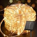 Brightown Solar Rope Lights, 39FT 100LED Outdoor Solar String Lights, IP65 Waterproof Solar Powered Fairy Lights with 8 Lighting Modes for Party Garden Yard Home Holiday Tree Decoration, Warm White