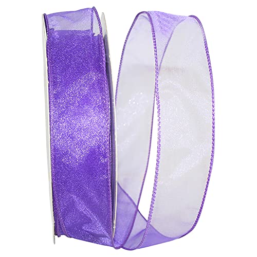 Reliant Ribbon 99908W-064-09K Sheer Lovely Value Wired Edge Ribbon, 1-1/2 Inch X 50 Yards, Purple