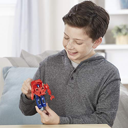 Transformers Toys Cyberverse Action Attackers: 1-Step Changer Optimus Prime Action Figure, Repeatable Energon Axe Attack Move, 4.25-inch