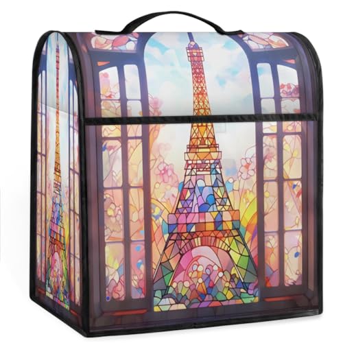 Coffee Maker Cover Glass Painting Eiffel Tower Kitchen Appliance Covers Small Appliance Covers Blender Cover Juicer Cover Dust Covers for Kitchen Appliances with Top Handle and Pockets,Washable,B177