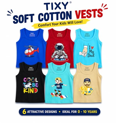 Image of TIXY Boys Cotton Sleeveless Vest Combo