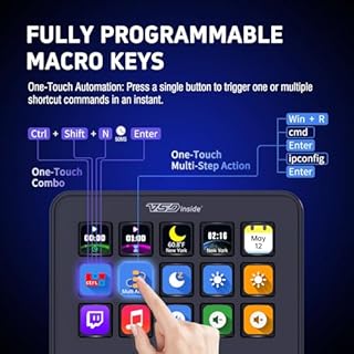 VSDINSIDE Macro Keypad, Stream Controller Deck Gaming Streaming Shortcut Keyboard, 18 Programmable Keys Customizable Visual AI Pad USB Soundboard for OBS, YouTube, Desk Office Setup, Laptop, PC, Mac