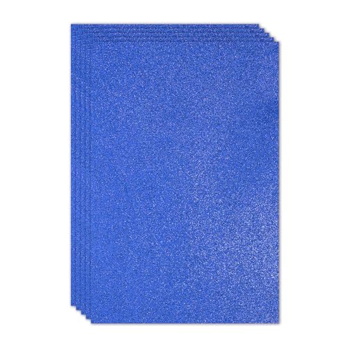 PATIKIL Dark Blue Shiny EVA Glitter Foam Sheet 11.8 x 7.9 Inch 2mm Thick with Back Adhesive Sparkle EVA Glitter Felt for Crafts DIY Project, 5 Pcs