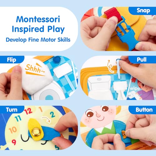 Image of hahaland Busy Book Preschool Learning Activities - First Day of School Gifts Activity Books for Toddlers 1-4, Montessori Toys 2 Year Old Boy Girl Birthday Gift Preschool Must Haves Busy Board Ages 2-4