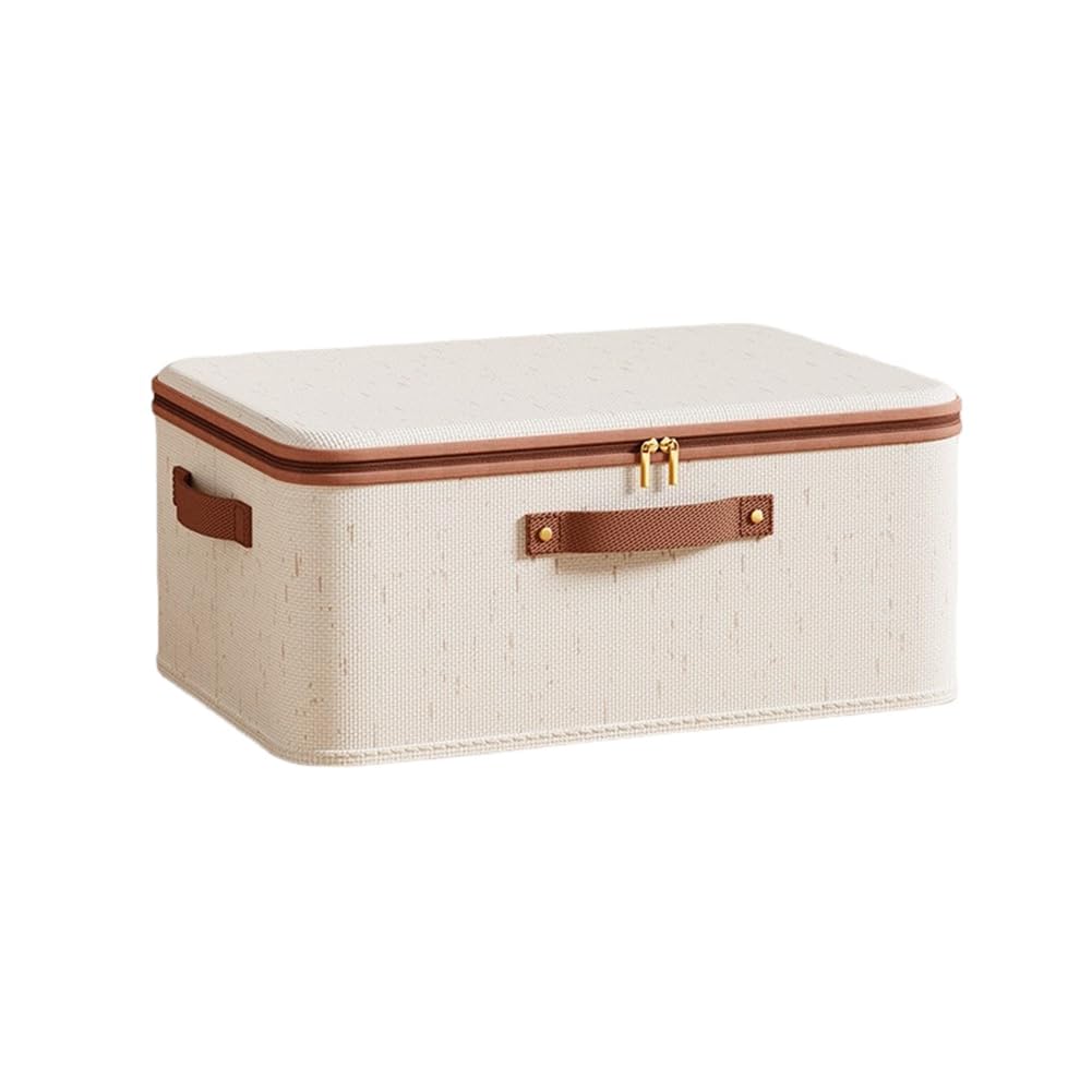 IJSDNVJNDX Dustproof Foldable Linen Storage Box-Large Capacity with Lid-for Home Organizer 38x 26x 16cm