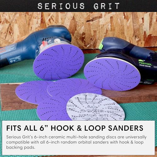 Serious Grit - 6-Inch P150 Grit Ceramic Multi-Hole Sanding Discs - 50 Pack by Serious Grit - Used condition - Image 2