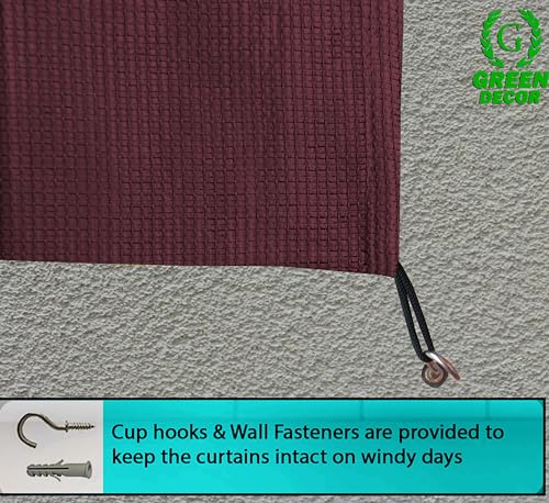 Image of HDPE Fabric 85-90% Sun Blockage & UV Protection Detachable Tab Top Balcony & Outdoor Curtains Temperature Reducing for Window&Door Curtains(Burgundy Color 4.5X9 Feet) 1 Piece