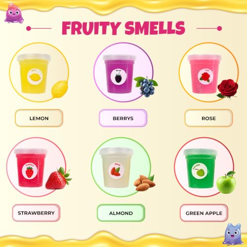 Image of PW Mini Slime Kit for Kids 3 to 10 Years, 6 Fruit-Scented Colourful Slimes | Kit with Moulds, DIY Sensory Play, Safe & Non-Toxic, Birthday /Return Gift