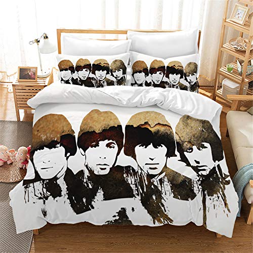NICHIYO The Beatles Parure de lit avec Housse de Couette et Deux taies d’oreiller en Microfibre 3D Digital Print, 03… - Les Beatles, Paul McCartney, John Lennon, RIngo Starr, George Harrison NICHIYO The Beatles Parure de lit avec Housse de Couette et Deux taies d'oreiller en Microfibre 3D Digital Print, 03…