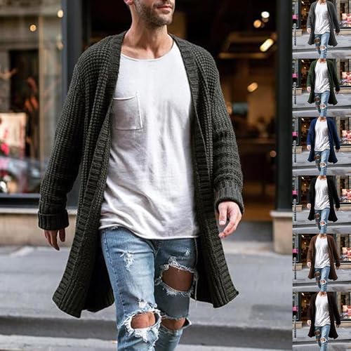 Mens Open Front Long Cardigan CasualKnited Cardigan Sweaters Fall Winter Lightweight Overcoat Trench Tops4