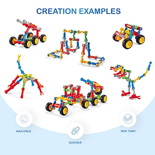 Booko 170-Piece Building Blocks Kit For Boys, Girls Stem Construction, Preschool Educational And Learning Toy- Fun Brain Game Gift For Ages 3 4 5 6 7 8 9 10 #TOP1