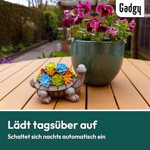 Gadgy Solar Gartenleuchte für außen - wasserfeste Solarleuchte mit Schildkröten-Design, Dekolampe für Terrasse, Garten & Balkon, schöne Lampe für nachhaltige Beleuchtung