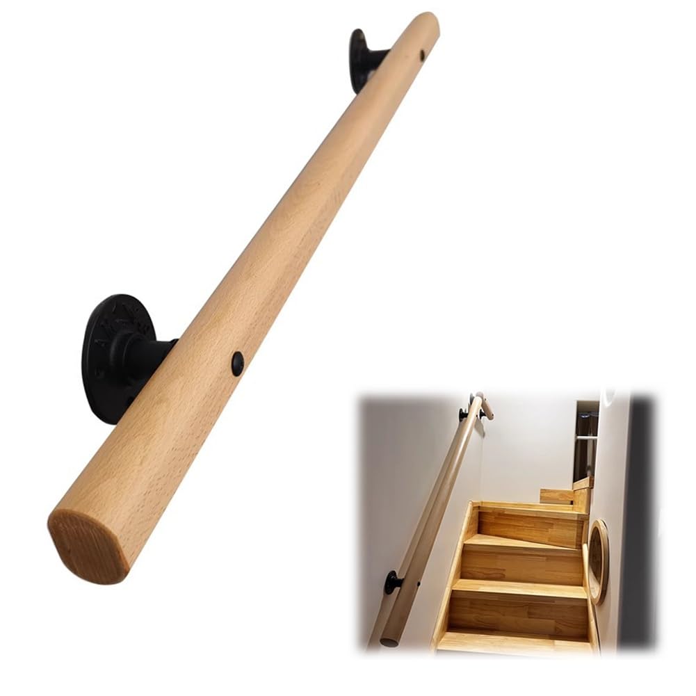 Rambarde en bois de 100 cm avec supports de fixation pour la sécurité des escaliers