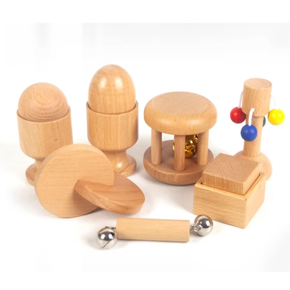 Montessori Holz-Greifspielzeug Würfel Ei Kugelförmiger Becher Frühbildung und Intelligenztraining