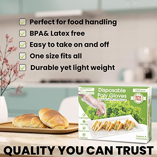 Keppi 1200Pcs Plastic Gloves | Bpa & Latex Free | Perfect Food Handling Gloves | Food Safe Disposable Gloves For Cooking | Bulk Food Safe Gloves | One Size Great Fit #TOP5