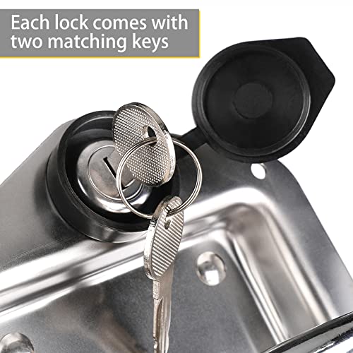 Tutor Auto 2Pcs Trailer Door Latch T-Handle Lock Highly Polished Stainless Steel Keys With Gasket - Folding T Handle Latch Rv Camper Truck Trailer Toolbox #TOP5