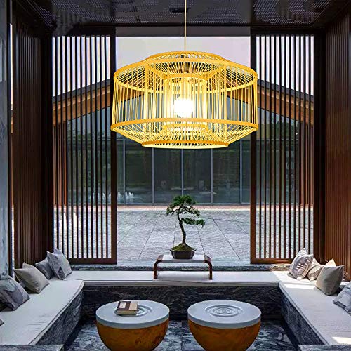 Lampe suspendue en osier et rotin avec base E27 pour salle à manger - 6