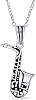 Bling Jewelry Classic Musician Teacher Student Jazz Lover Saxophone Instrument Pendant Necklace For Teen For Women.925 Sterling Silver With Chain