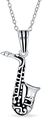 Bling Jewelry Classic Musician Teacher Student Jazz Lover Saxophone Instrument Pendant Necklace For Teen For Women.925 Sterling Silver With Chain