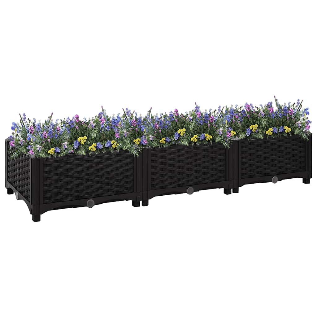 Donica do podniesionej rabaty 120x40x23 cm czarna polipropylen PP skrzynia ogrodowa na kwiaty warzywa zioła na taras balkon ogród