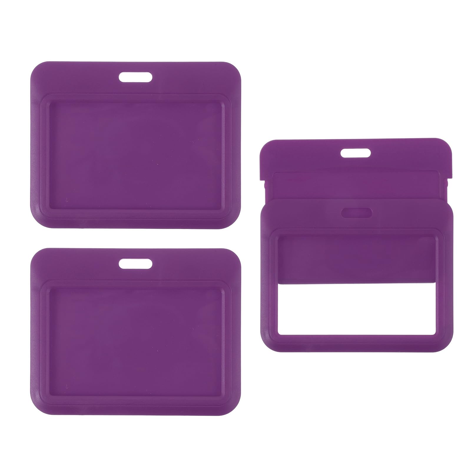 PATIKIL Clear Badge Holder,Plastic ID Badge Holder,Purple 3 Pack