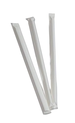Perfect Stix Paquete de 1000 pajitas de plástico Jumbo envueltas, 10.25 pulgadas, popotes desechables para servicio de alimentos, juego a granel.