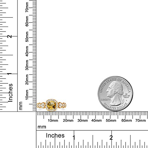 Gem Stone King 18K Yellow Gold Plated Silver 6MM Round Cut Gemstone Birthstone Engagement Anniversary Ring For Women | Available In Size 5, 6, 7, 8, 94