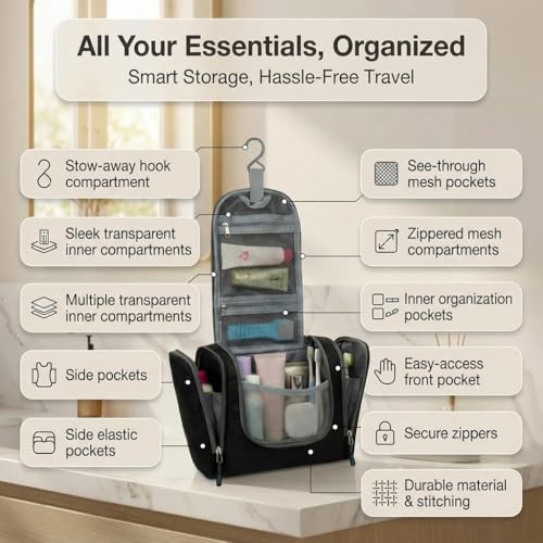 Bago Hanging Travel Toiletry Bag for Men and Women