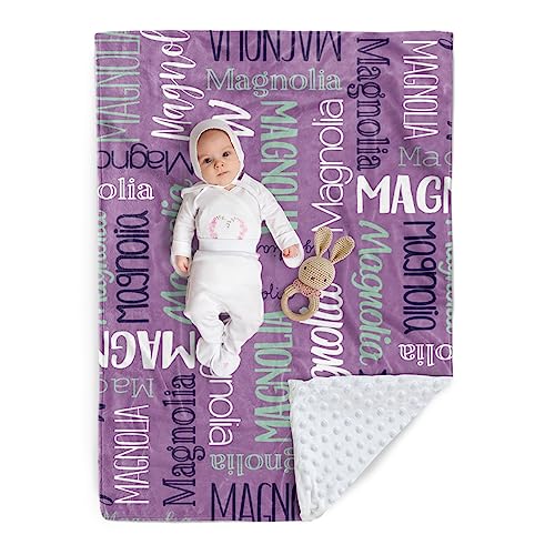 Image of Custom Baby Blanket - Personalized Names Design - Soft Plush Blanket with Double Layer Dotted Backing for Boys Girls Color11(47x60 inches)