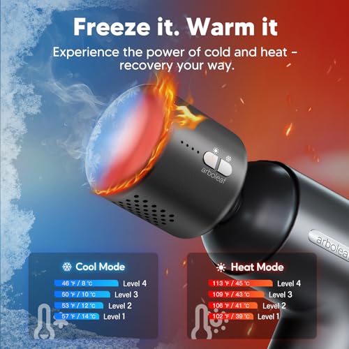 Image of arboleaf Massage Gun Deep Tissue with Heat and Cold Head, Handheld Muscle Massager Gun with Carry Case, Gift