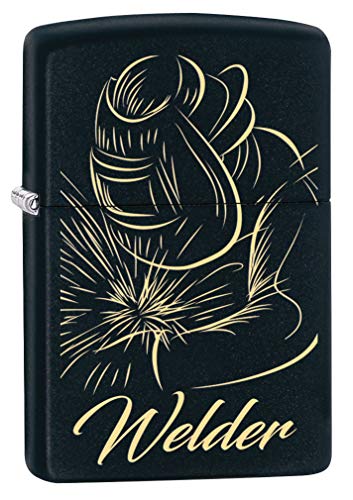 Zippo Lighter: Welder Working, Engraved - Black Matte 80598