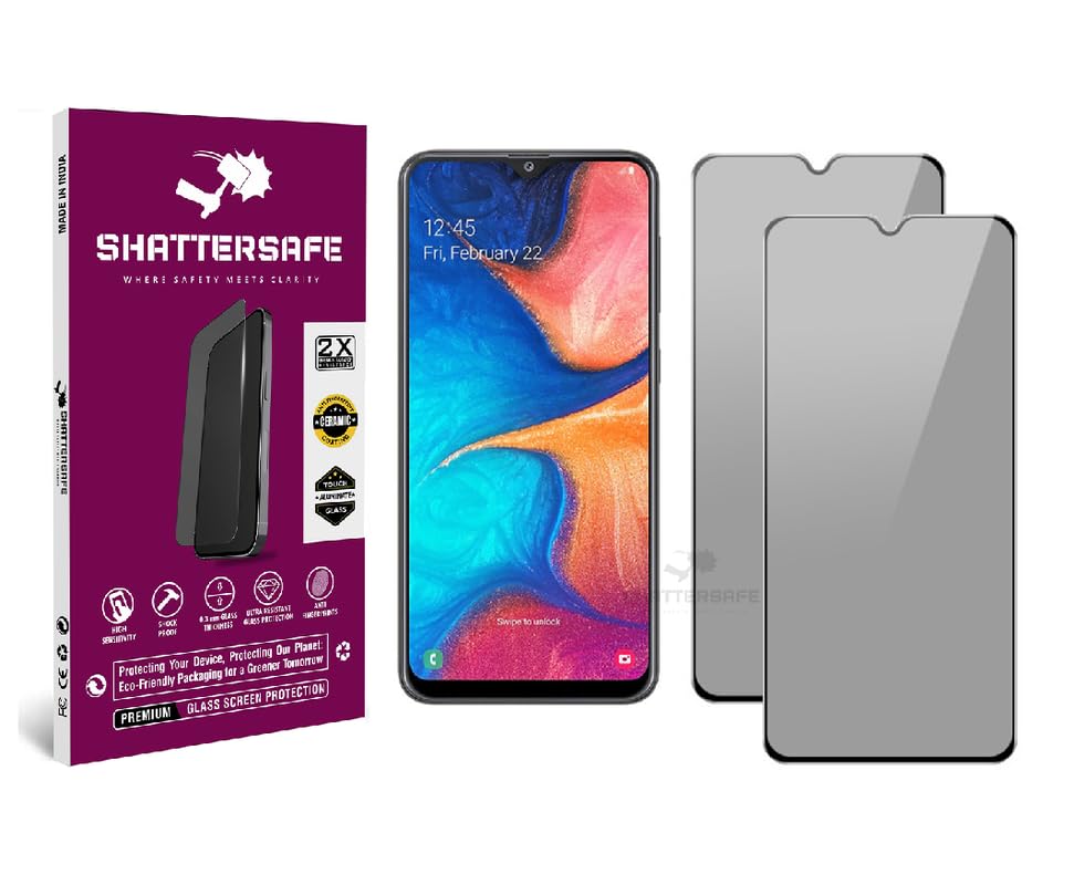 Image of Anti-Spy Privacy Tempered Glass Compatible For Samsung Galaxy A20 / A30 / A50 / A50s / A30s / M30 / M30s / M10s / M21 / M21s / M31 / M50 / M50s / F41 [Pack of 2]. Easy Installation Kit.