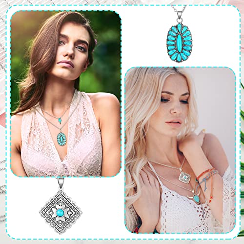 Kigeli 8 Pcs Turquoise Necklaces for Women Western Necklaces Jewelry Gift Bohemian Turquoise Pendant for Women4