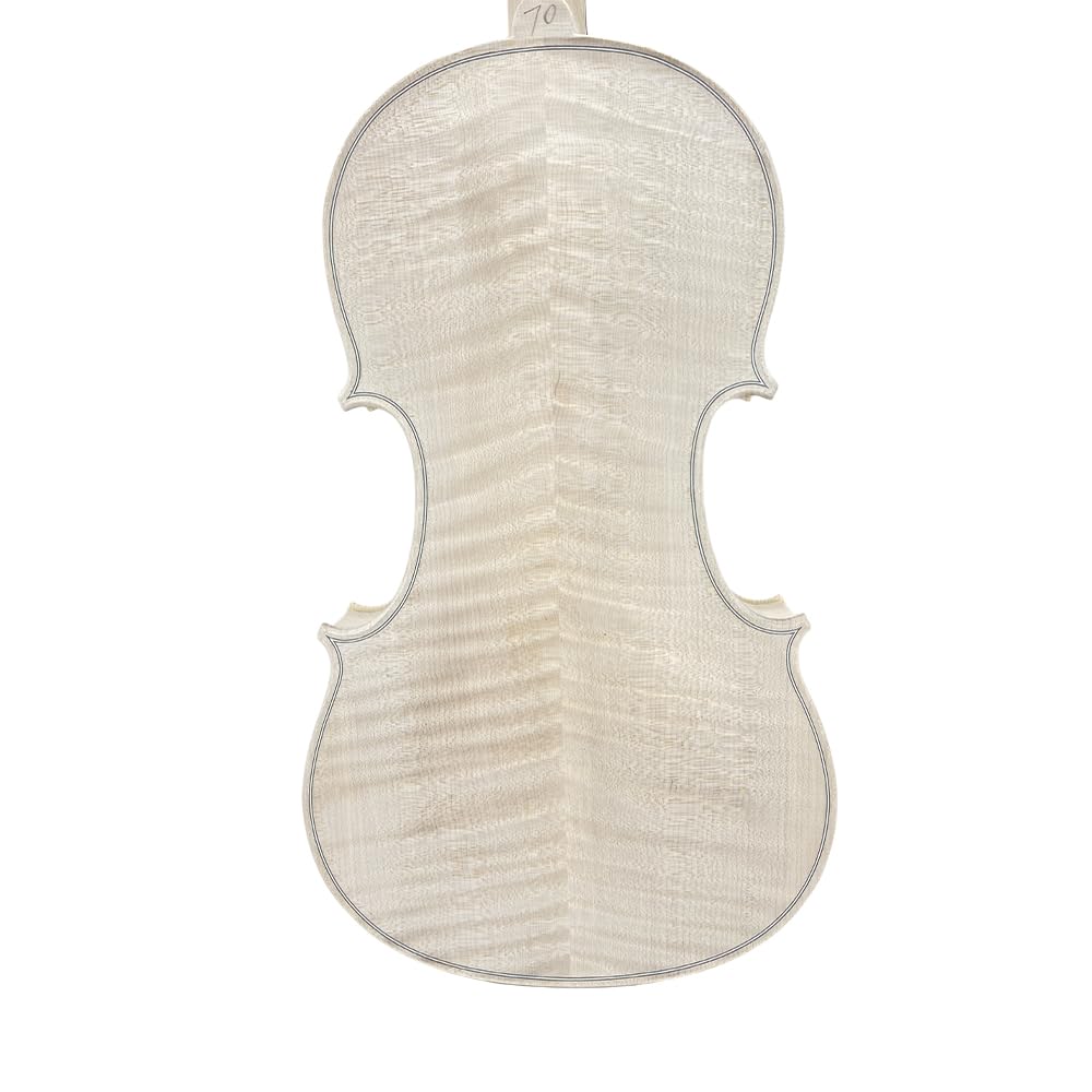 Violino Realizzato a Mano Senza Vernice - Taglia 4/4, Fondo Fiammato a Due Pezzi & Superficie in Abete, Legno Essiccato all'Aria, Fatto da Maestro Liutaio, Violino Bianco per Montaggio (Grano