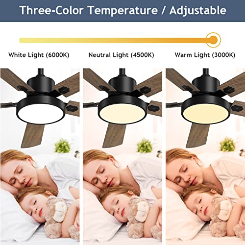Clugoj Ceiling Fans With Lights And Remote,52-Inch Indoor/Outdoor Ceiling Fan For Patio Farmhouse Bedroom, Noiseless Dc Motor And Matte Black #TOP3