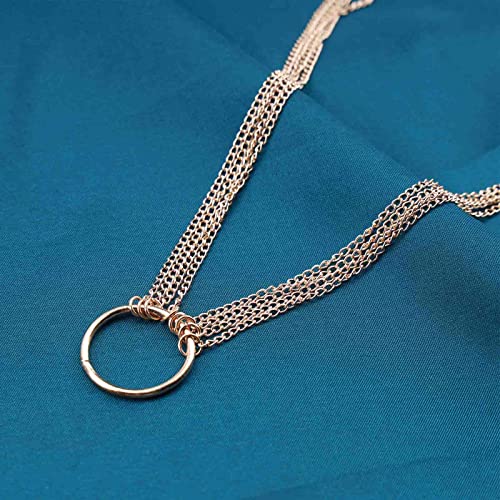 Yienate Gothic Mehrreihige Hohlkreis-Ring-Halskette - Minimalistischer Gold Circle Hoop für Frauen
