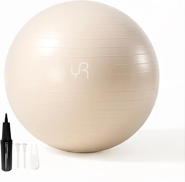 RYTMAT Exercise Ball for Workouts, Anti-Burst and Slip Resistant Yoga Ball for Gym Fitness and Physical Therapy (White)