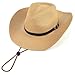 Adjustable Straw Cowboy Hat for Men Women, Western Cowgirl Hat Large Shapeable Wide Brim Sun Hat with Detachable Chin Strap