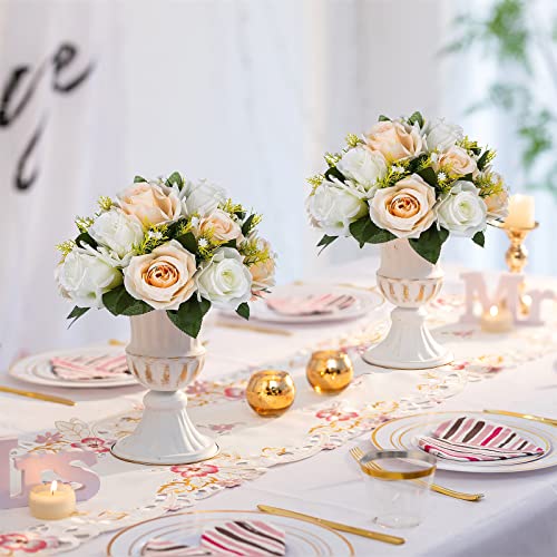 Fleurs artificielles en soie rose pour centre de table de mariage Sziqiqi paquet de 10