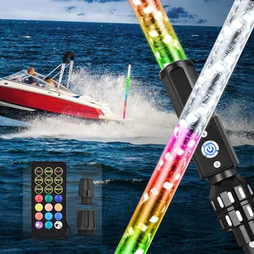 Image of Nilight Boat Navigation Light 5FT Spiral LED Whip Lights