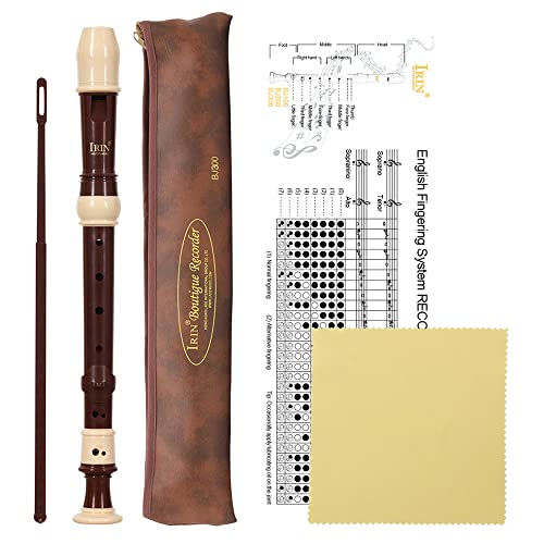 Descant Recorder Professional Detachable ABS Soprano 8 Hole Baroque Style Recorders Instrument with Thumb Rest Storage Bag Fingering Chart Classroom Wind Instruments Coffee