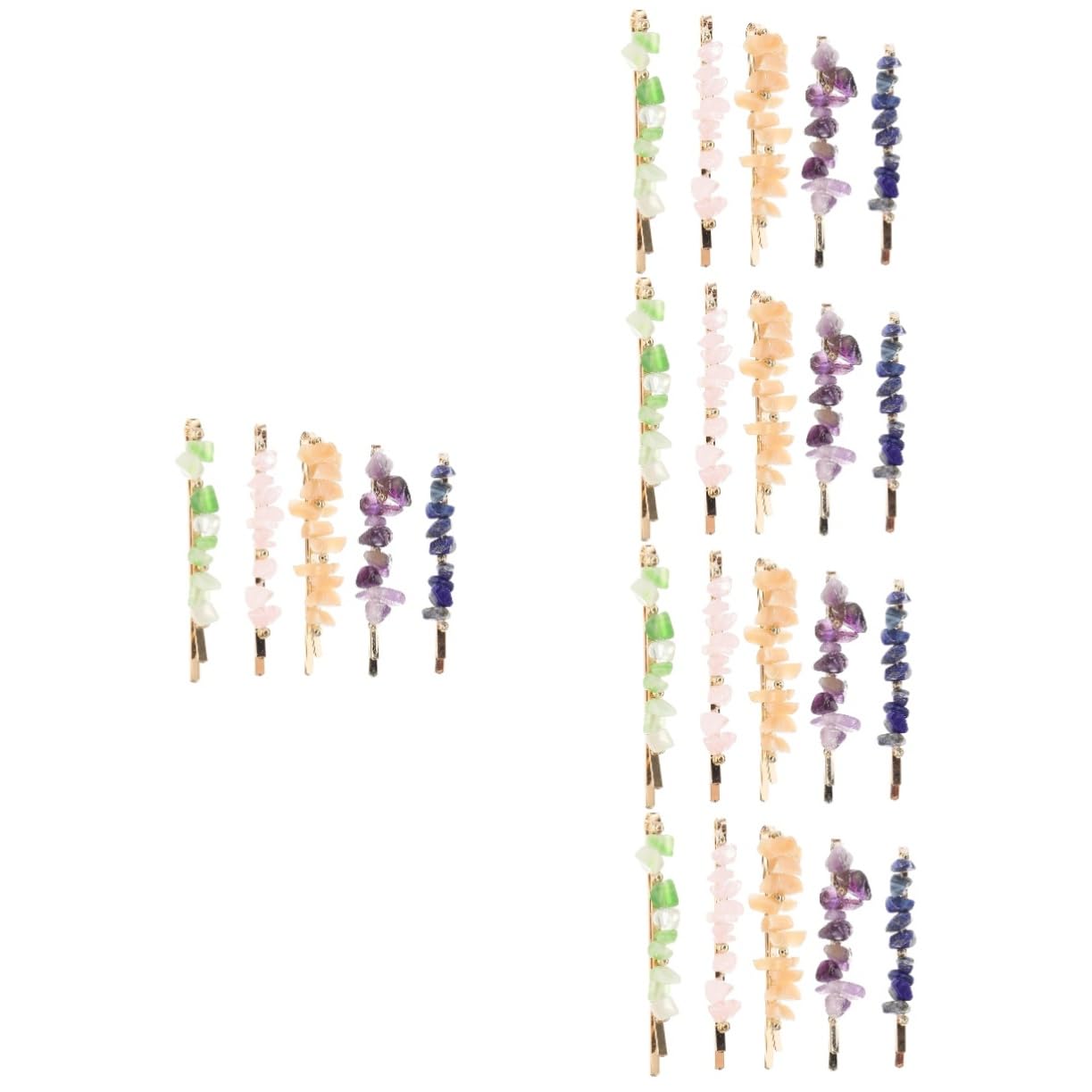 FRCOLOR 25piezas Horquillas De Pelo Gemas Naturales Para Mujeres Accesorios De Pelo Coloridos Horquillas De Metal Para Bodas y Fiestas