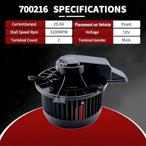 Image of Vetmor 700216 HVAC Heater Blower Motor Fan fits for 2008-2015 Chrysler Town & Country, 2011-2015 Jeep Grand Cherokee, 2011-2015 Dodge Durango, 2008-2015 Grand Caravan, Replace# 68079477AB, PM9353