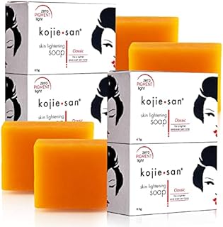 Kojie San Skin Brightening Soap - Original Kojic Acid Soap for Dark Spots, Hyperpigmentation, & Scars - Beauty Bar with Coconut & Tea Tree Oil for Flawless, Even Skin Tone - 65g x 4 Bars