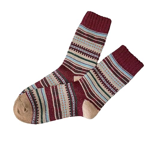 Image of JOYCA & CO. 3-5 Pairs Womens Multicolor Fashion Warm Wool Cotton Thick Winter Crew Socks