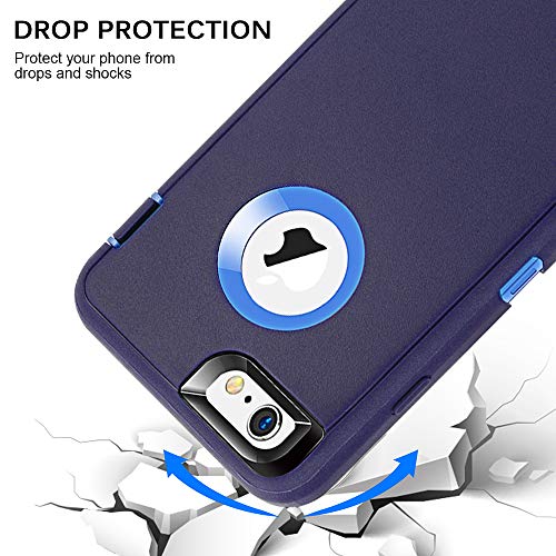 Maxcury Compatible For Iphone 6 Plus & Iphone 6S Plus Case, Heavy Duty Shockproof Series Case For Iphone 6 Plus /6S Plus (5.5") With Built-In Screen Protector (Navy/Blue) #TOP2
