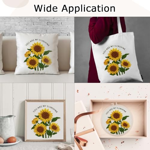 Image of Nuberlic Sunflower Embroidery Kit for Beginners -Adults Starter Cross Stitch Kit DIY Needlepoint with Hoop, Pre-Printed Fabric, Threads & Step-by-Step Guide