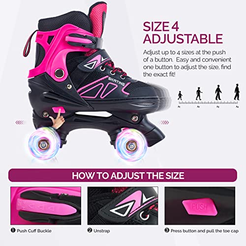CELETOY Kids Roller Skates, Adjustable Size Girl Roller Skates for Kids Beginner, Toddlers