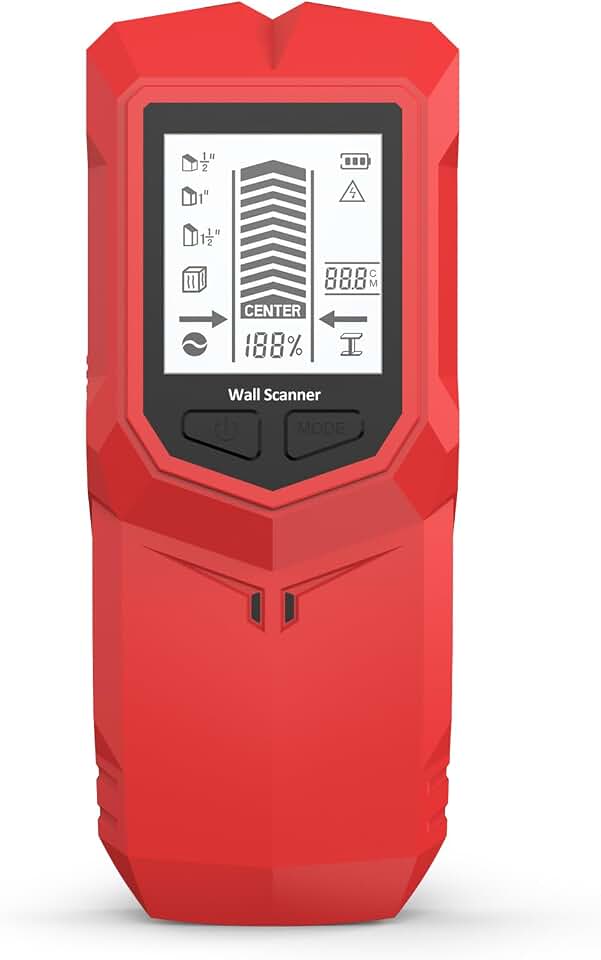 Detector de Espigão Parede 6 em 1 com Chip Microprocessador Display LCD HD e Alertas Áudio Multimodo para Espigões Madeira Metal Vigas Tubos Fios CA Ativos Ideal Projetos DIY Domésticos